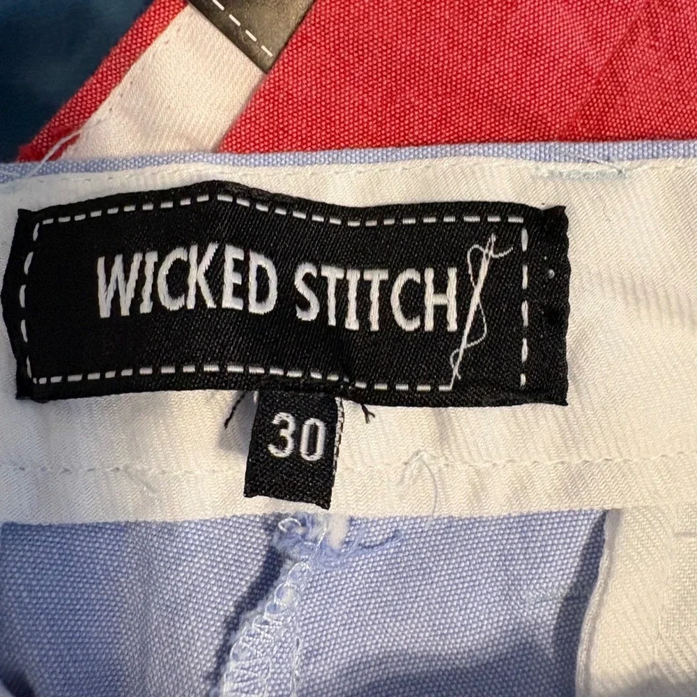 Lot of 2‎ Wicked Stitch Mens Flex Fabric Shorts Size 30 Light Blue & Red NWT